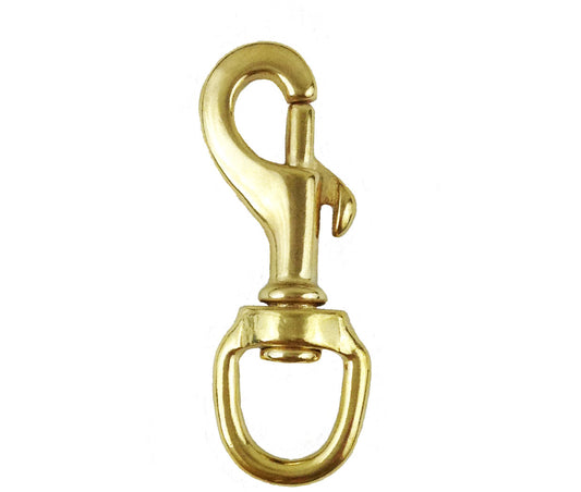 3 3/8" x 3/4" Brass Swivel eve snap hook