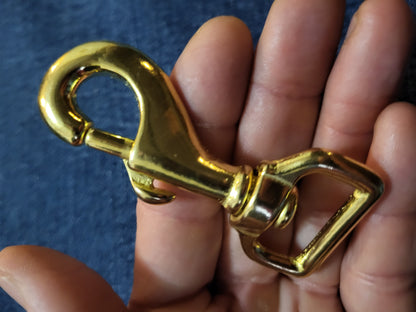 3" x 1 " Solid Brass Swivel Snap hook