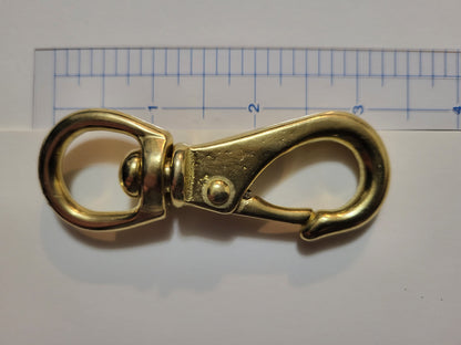 3 1/4" x 5/8" Solid Brass snap swivel clip hook