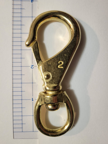 3 3/4" x 3/4 Solid Brass Swivel Snap Clip Hook