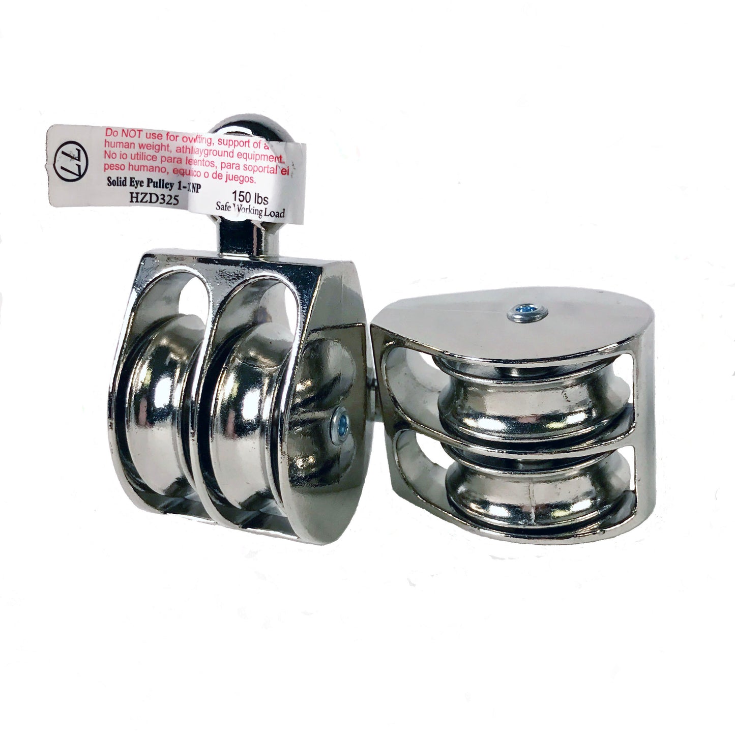 1-1/2" Solid Eye Pulley, Double Sheave, ZDC NP. 150