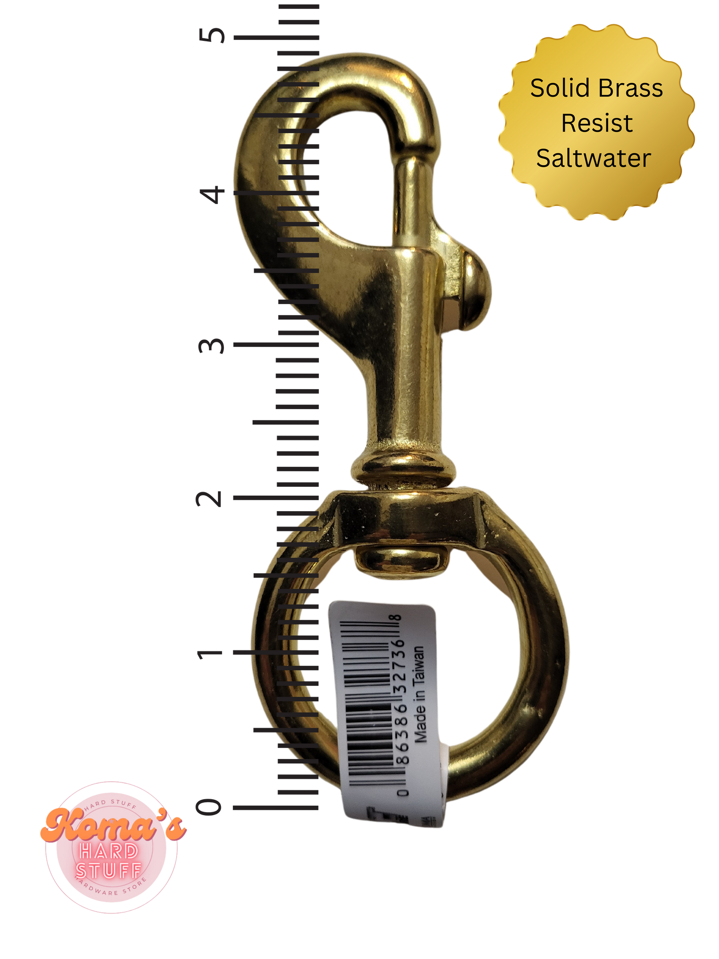 4 7/8" x 1 1/4" Solid brass swivel snap hook